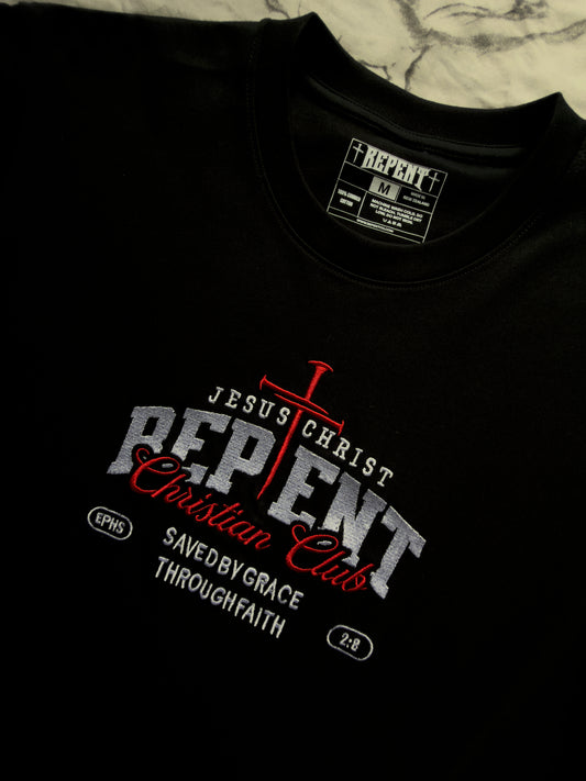 EPH2:8 W&R Embroidered Black Classic Tee