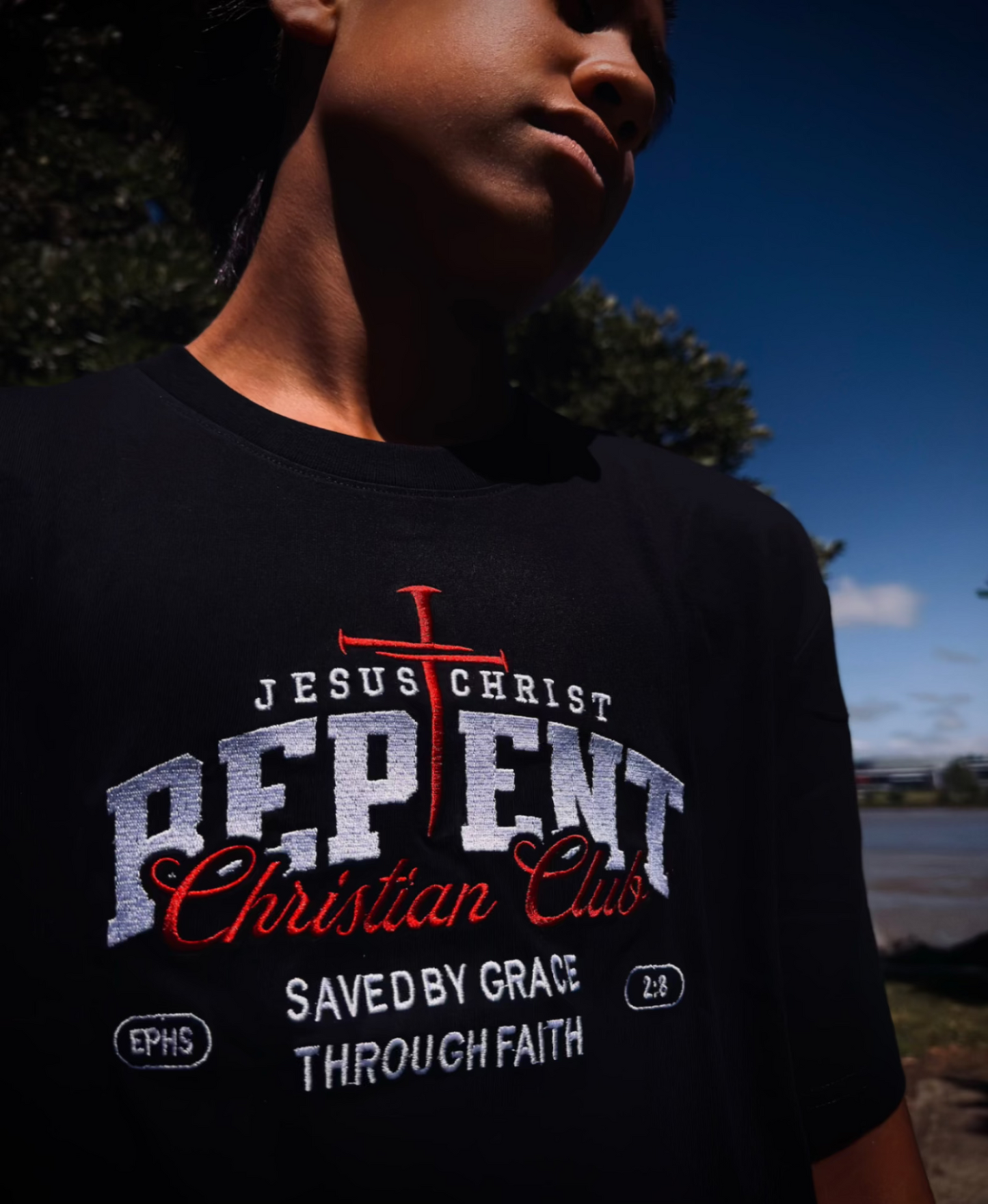EPH2:8 W&R Embroidered Black Classic Tee