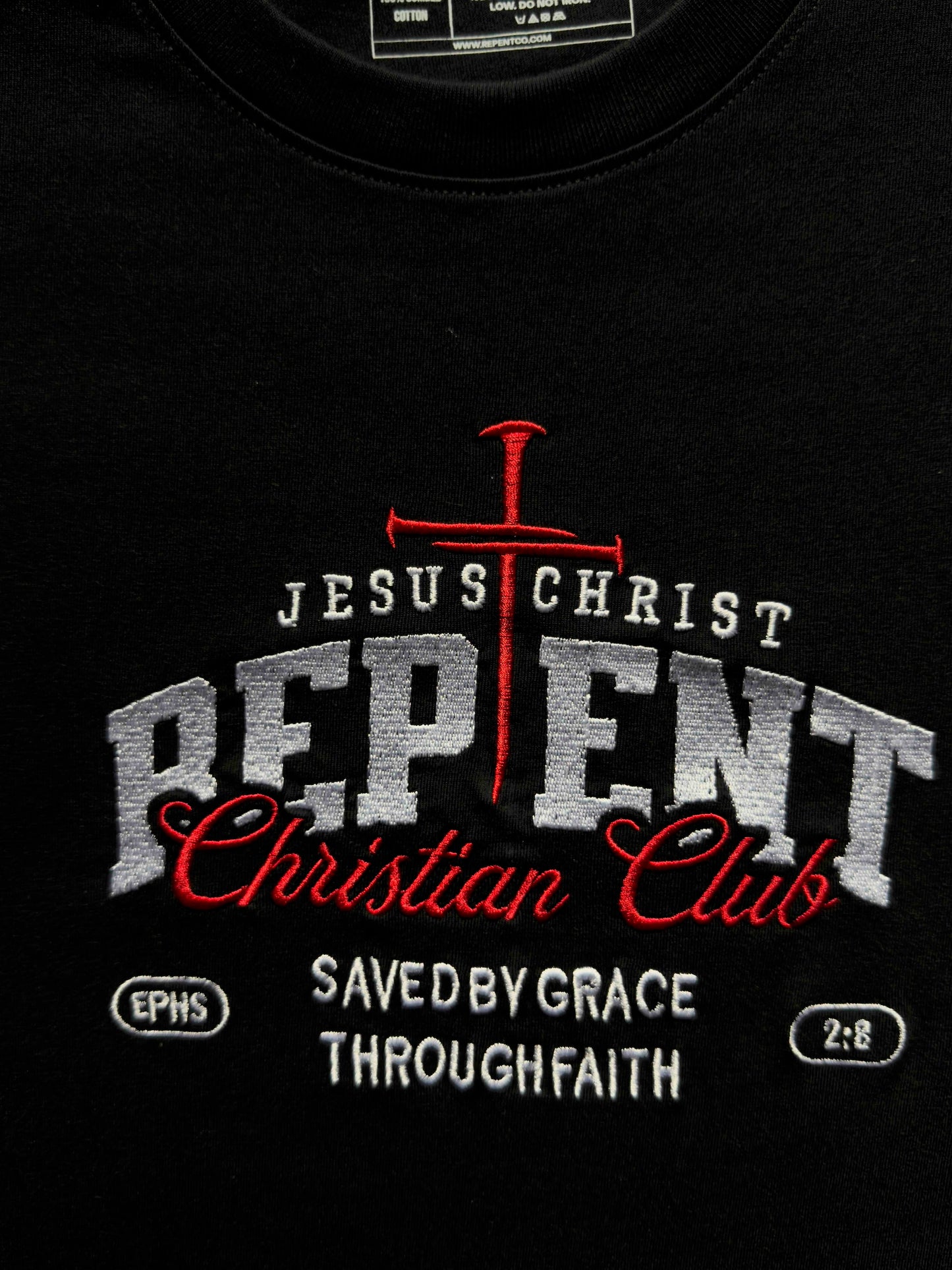 EPH2:8 W&R Embroidered Black Classic Tee