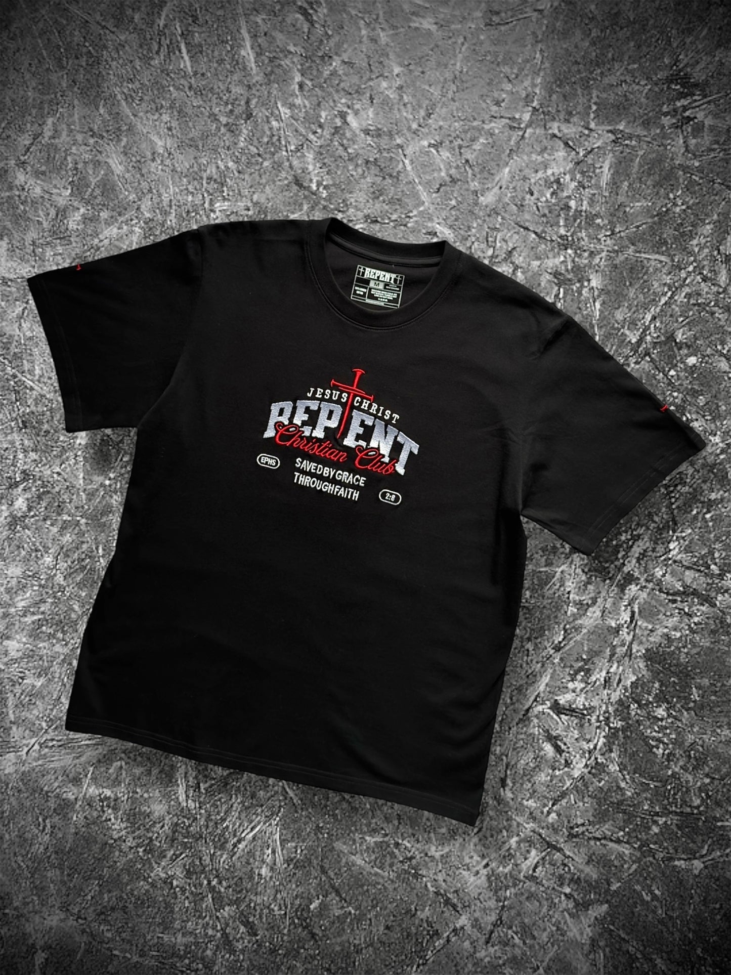 EPH2:8 W&R Embroidered Black Classic Tee